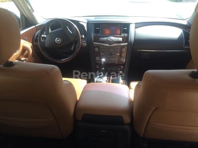 White Nissan Patrol V6 Platinum for rent in Sharjah 0