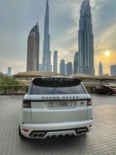 White Range Rover Sport SVR for rent in Dubai 0