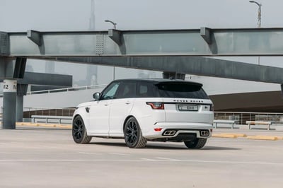 White Range Rover Sport SVR for rent in Abu-Dhabi 1