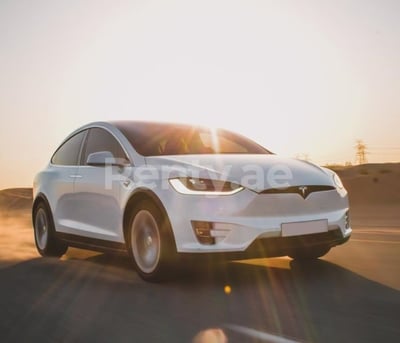 White Tesla Model X for rent in Sharjah 0