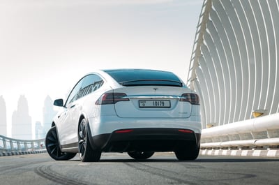 White Tesla Model X for rent in Abu-Dhabi 1