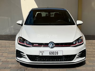 White Volkswagen Golf GTI for rent in Sharjah 1