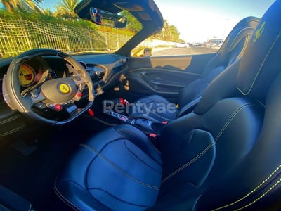 Yellow Ferrari F8 Tributo Spyder for rent in Abu-Dhabi 0