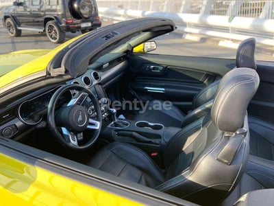 Yellow Ford Mustang Eco Boost cabrio for rent in Dubai 0