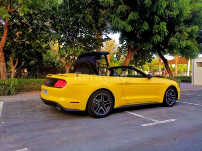 Giallo Ford Mustang cabrio in affitto a Dubai 1