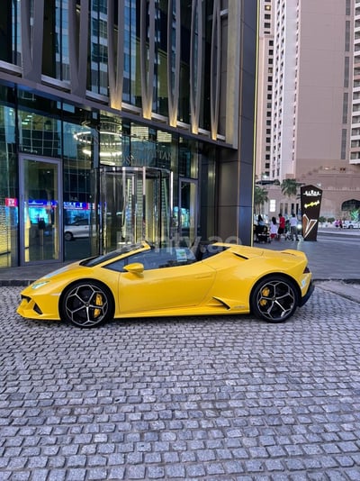 Yellow Lamborghini Evo Spyder for rent in Dubai 0