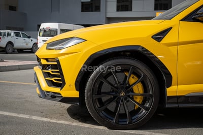 Yellow Top Specs Lamborghini Urus for rent in Abu-Dhabi 1