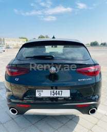Black Alfa Romeo Stelvio for rent in Dubai 0