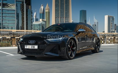 Black Audi RS6 for rent in Sharjah