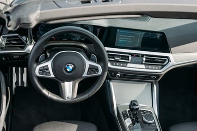 Black BMW 430i cabrio for rent in Sharjah 3