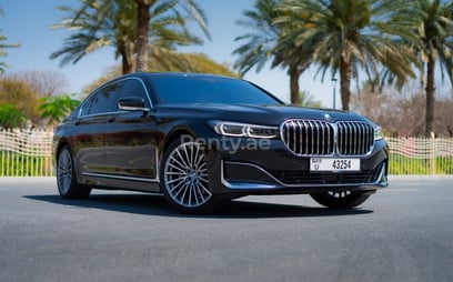 Black BMW 730Li for rent in Dubai