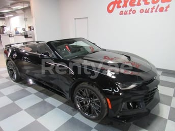 Black Chevrolet Camaro convertible for rent in Sharjah 1