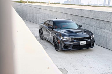 Black Dodge Charger for rent in Dubai 3