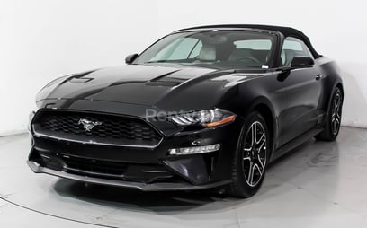 Black Ford Mustang Convertible for rent in Dubai