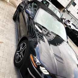 Black Ford Mustang Convertible for rent in Dubai 0
