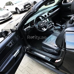Black Ford Mustang Convertible for rent in Dubai 3