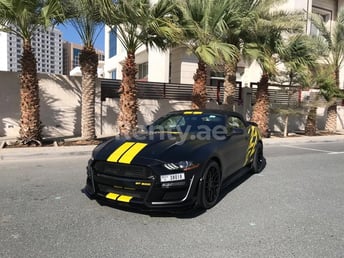 Black Ford Mustang V8 cabrio for rent in Dubai 6