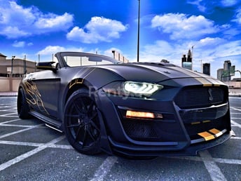 Black Ford Mustang for rent in Abu-Dhabi 1