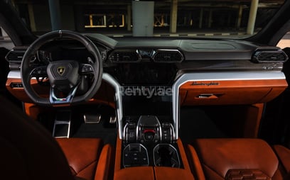 Black Lamborghini Urus for rent in Abu-Dhabi 2