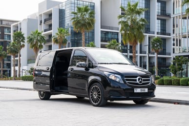 Black Mercedes V Class for rent in Dubai 4