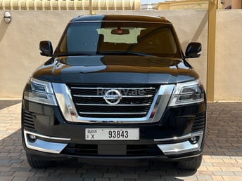 Black Nissan Patrol V8 four wheel drive for rent in Dubai 0