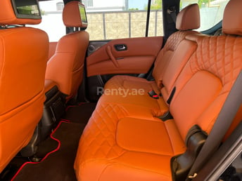 Black Nissan Patrol V8 four wheel drive for rent in Dubai 4