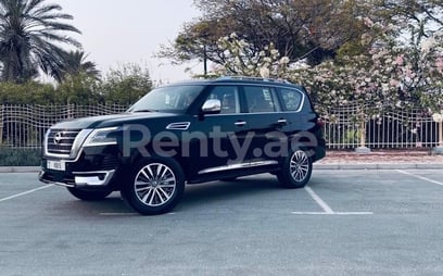 Black Nissan Patrol Platinium for rent in Abu-Dhabi