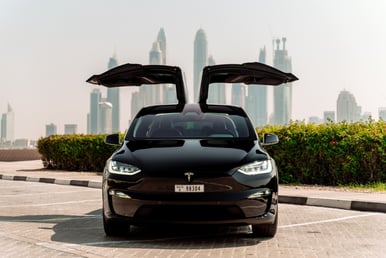 Black Tesla Model X Plaid for rent in Dubai 2