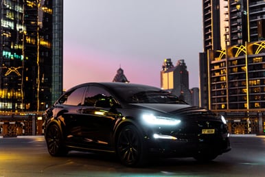 Black Tesla Model X Plaid for rent in Dubai 3