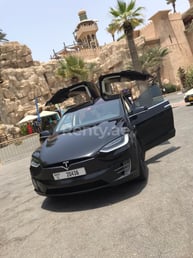 Black Tesla Model X for rent in Dubai 4