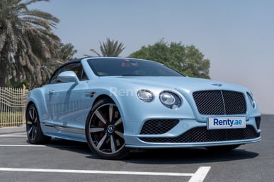 Blue Bentley GT Convertible for rent in Dubai 3