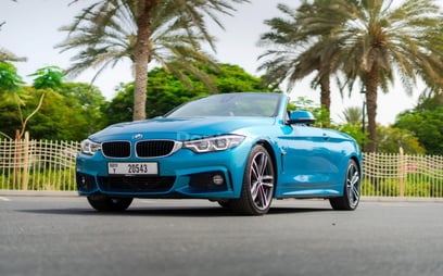 Blue BMW 430i  cabrio for rent in Dubai