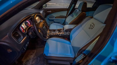 Blue Dodge Charger for rent in Dubai 3