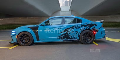 Blue Dodge Charger for rent in Dubai 2