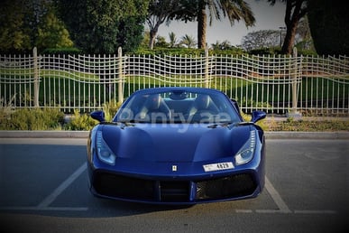 Blue Ferrari 488 Spyder for rent in Sharjah 1