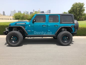 Blue Jeep Wrangler for rent in Dubai 2
