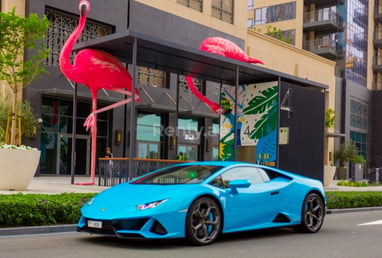 Blue Lamborghini Evo for rent in Dubai 0
