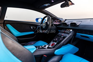 Blue Lamborghini Huracan for rent in Sharjah 0