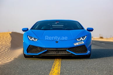 Blue Lamborghini Huracan for rent in Dubai 3