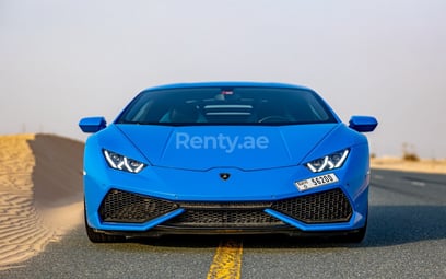 Blue Lamborghini Huracan for rent in Dubai