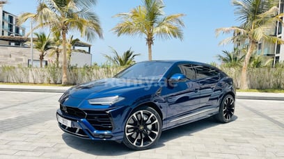 Blue Lamborghini Urus for rent in Dubai 1