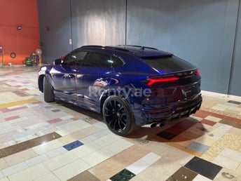 Blue Lamborghini Urus for rent in Dubai 2