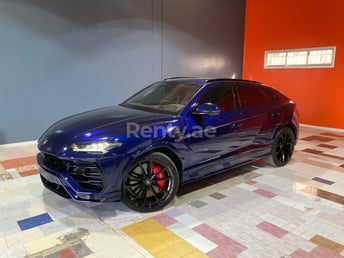 Blue Lamborghini Urus for rent in Dubai 3