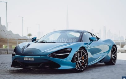Blue McLaren 720 S Spyder for rent in Dubai