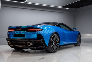 Blue Mclaren GT for rent in Dubai 3