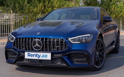 Blue Mercedes GT63 for rent in Dubai