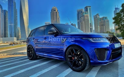 Blue Range Rover Sport SVR for rent in Abu-Dhabi