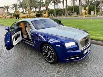 Blue Rolls Royce Wraith for rent in Dubai 3