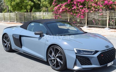 Dark Grey Audi R8 Spyder for rent in Sharjah