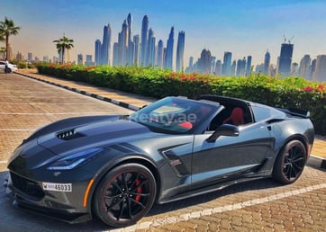 Dark Grey Corvette Grandsport for rent in Dubai 0